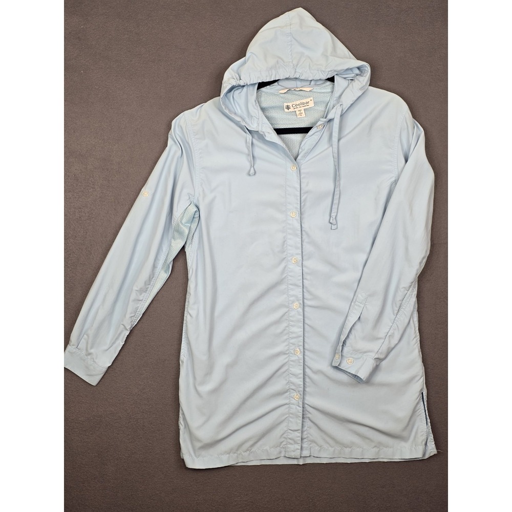 Coolibar Womens S Iztapa Blue Beach Shirt‎ Hoodie Tunic UPF 50+ Sun Protection